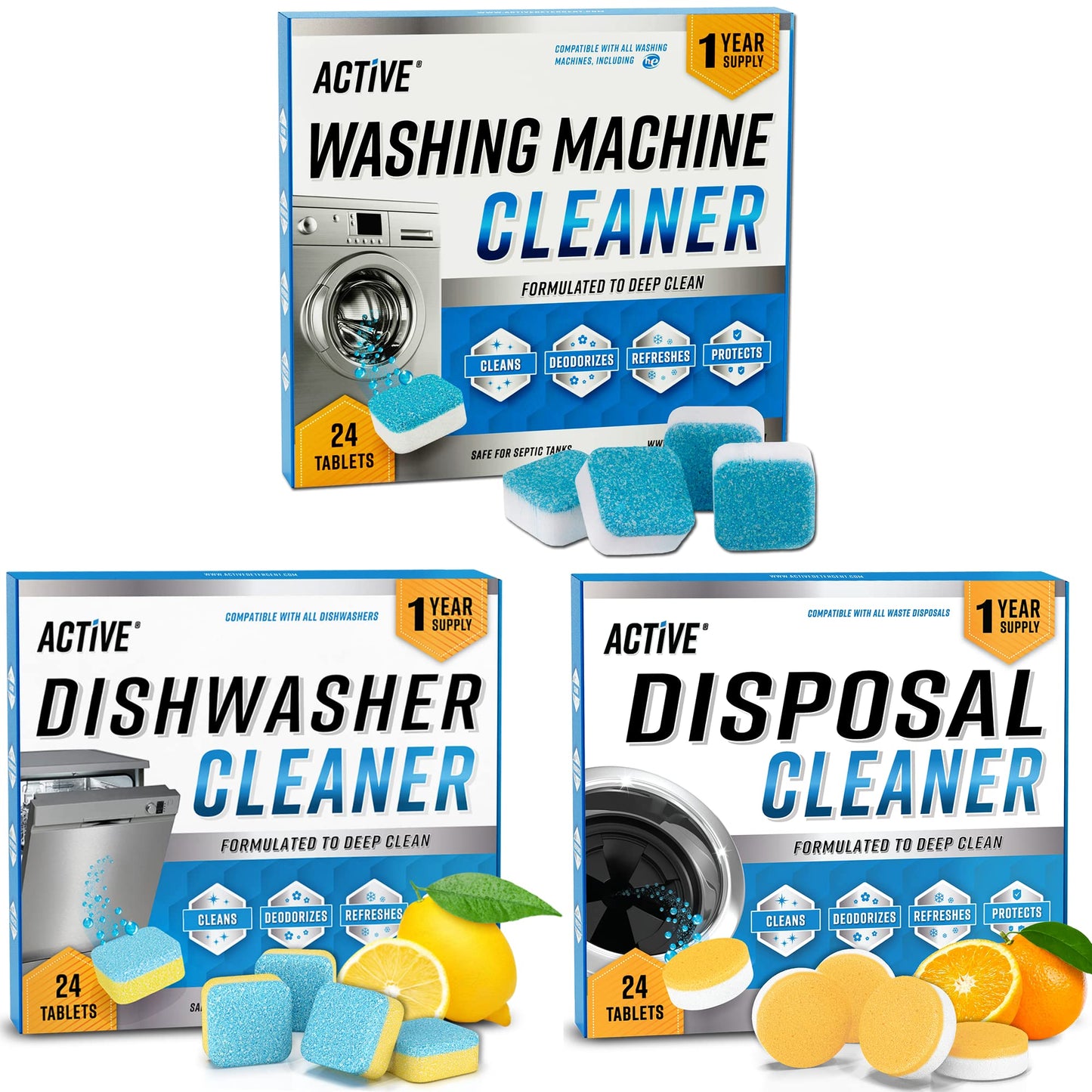 Washing Machine Cleaner Descaler 24 Pack - Deep Cleaning Tablets For HE Front Loader & Top Load Washer, Septic Safe Eco-Friendly Deodorizer, Clean Inside Drum and Laundry Tub Seal - 12 Month Supply