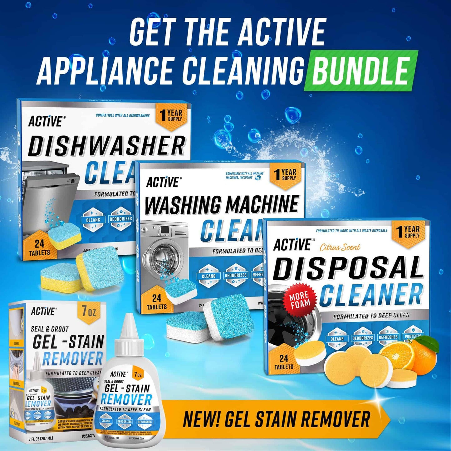 Washing Machine Cleaner Descaler 24 Pack - Deep Cleaning Tablets For HE Front Loader & Top Load Washer, Septic Safe Eco-Friendly Deodorizer, Clean Inside Drum and Laundry Tub Seal - 12 Month Supply